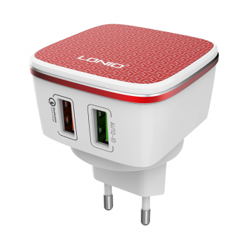 Kucni punjac LDNIO A2405Q dual USB 2.4A FAST CHARGING QC 3.0 + Type-C kabel beli