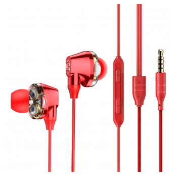 Slusalice BASEUS Encok H10 Dual Moving-coil crvene.