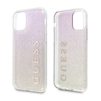 Maska Guess Faceplate Shine za iPhone 11 Pro pink zlatna.