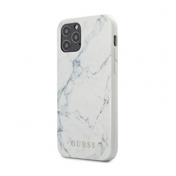 Maska Guess Faceplate Marble za iPhone 12 mini bela.