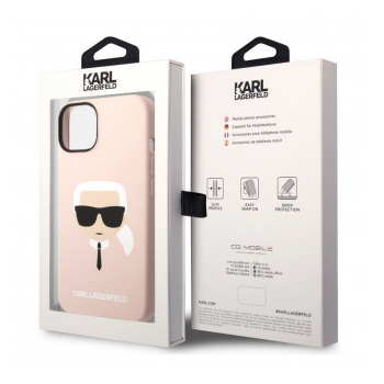 Maska Karl Lagerfeld Liquid Silicone Karl Head za iPhone 14 Plus Pink.