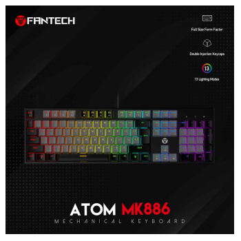 Tastatura Mehanicka Gaming Fantech MK886 RGB Atom TKL crna (Blue switch)