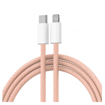 Kabel Braided PD Type-C na Lightning 20W pink