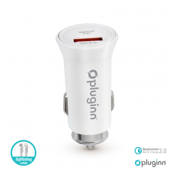 Auto punjac Pluginn PI-21S PD 20W QC 3.0 18W sa PD Type-C na iPhone Lightning kabel