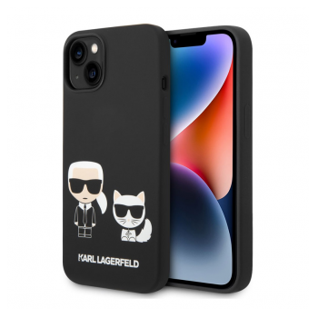 Maska Karl Lagerfeld and Choupette Liquid Silicone za iPhone 14 crna.