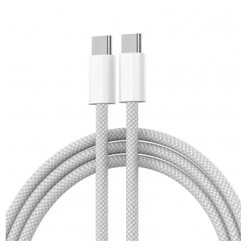 Kabel Braided iPhone PD Type-C na Type-C 20W beli 1m