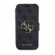 Maska Guess Bk Pu leather 4G Metal Logo za iPhone 15 Pro siva