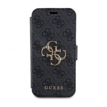 Maska Guess Bk Pu leather 4G Metal Logo za iPhone 15 siva