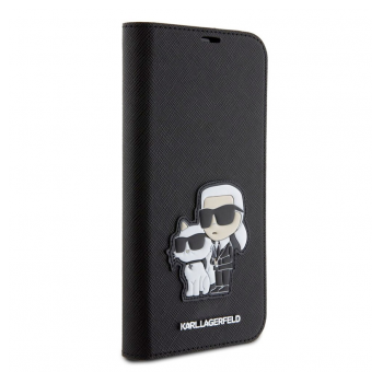 Maska Karl Lagerfeld Saffiano BP Nft Karl&Choupette za iPhone 15 crna
