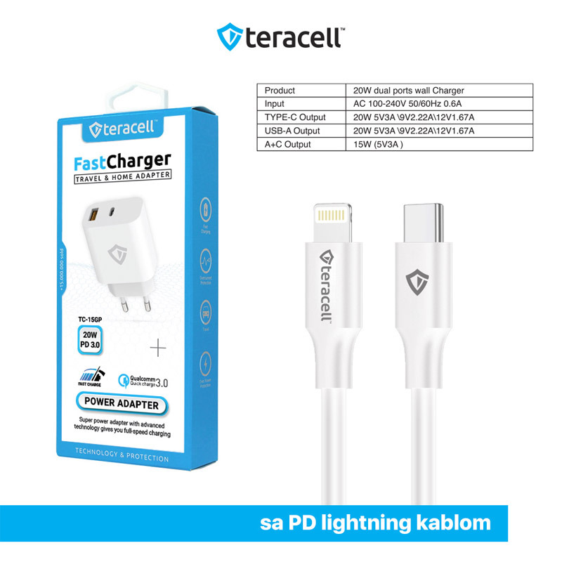 kucni punjac teracell evolution tc-15gp, qc 3.0, pd 3.0, 20w sa kablom type-c na iphone lightning beli 1.2m-kucni-punjac-teracell-evolution-tc-15gp-qc-30-pd-30-20w-sa-pd-iphone-lightning-kablom-beli-12m-156782-252844-156782.png