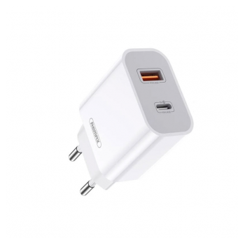 Kucni punjac REMAX RP-U68 USB-A USB-C PD20W + kabel Type-C na lightning beli