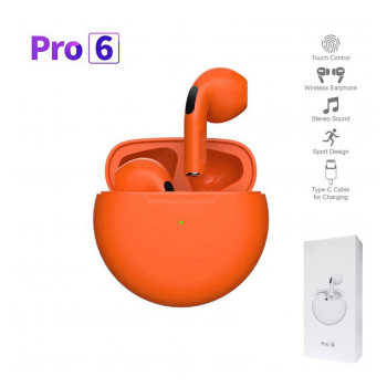 Bluetooth slusalice AirPhones Pro 6 HQ narandzaste