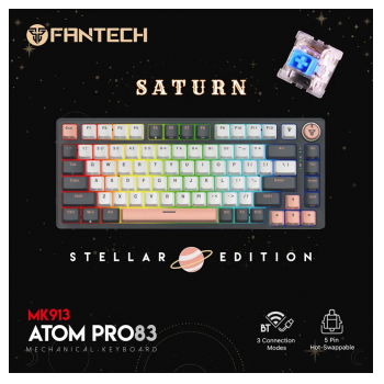 Tastatura Mehanicka Gaming Fantech MK913 RGB Atom PRO83 Wireless Saturn (BLUE switch)