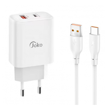 Kucni punjac KONFULON Joko JK87 PD 30W/ USB Q.30W sa kablom USB na Type-C beli 1m