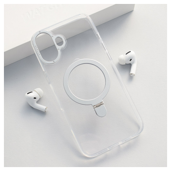Maska Berlia Clear Bracket Magnetic za iPhone 16 Plus srebrna