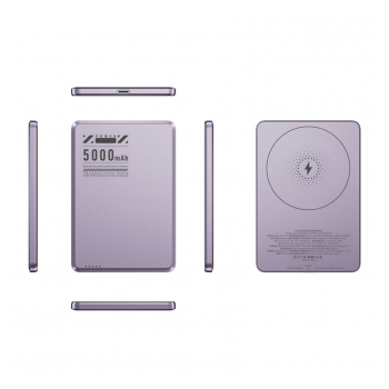 Power Bank Mag Charger 5000mAh PD20W+15W ljubicasti