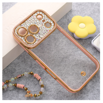 Maska Luxury Crystal Clear za iPhone 17 Pro Max/ 18 Pro Max roze
