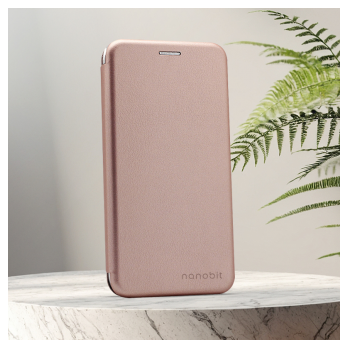 Maska na preklop Nanobit Coral Book za Samsung A07/ A075F/ A08/ A085F roze zlatna