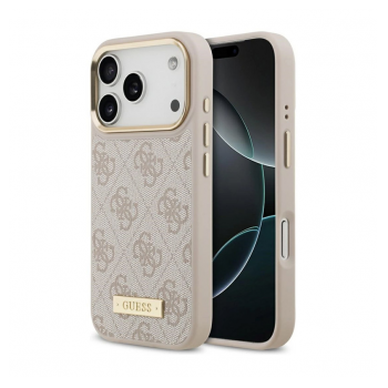 Maska Guess 4G Logo Plate MagSafe za iPhone 17 Pro/ 18 Pro pink
