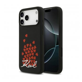 Maska Karl Lagerfeld Silicone Heart Sign Logo MagSafe Case za iPhone 17 Pro Max/ 18 Pro Max crna