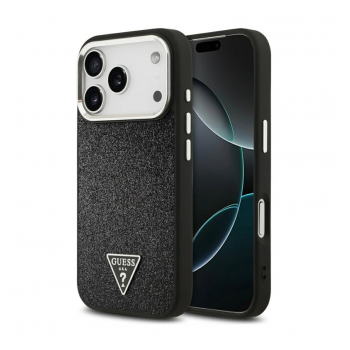 Maska Case Guess Glitter Triangle Logo MagSafe za iPhone 17 Pro/ 18 Pro crna
