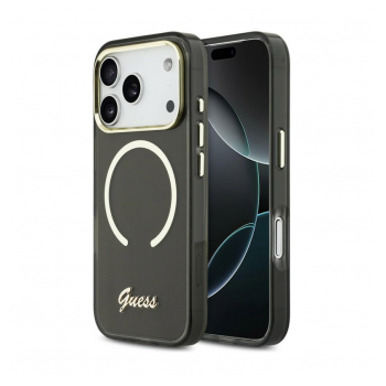 Maska Guess IML Script Metal MagSafe za iPhone 17 Pro/ 18 Pro crna
