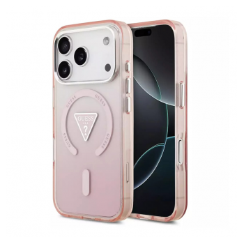 Maska Guess IML Gradient Triangle Logo MagSafe za iPhone 17 Pro/ 18 Pro pink