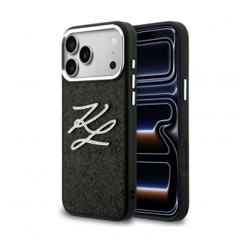 Maska Karl Lagerfeld IML Glitter KL Diamond Logo za iPhone 17 Pro Max crna
