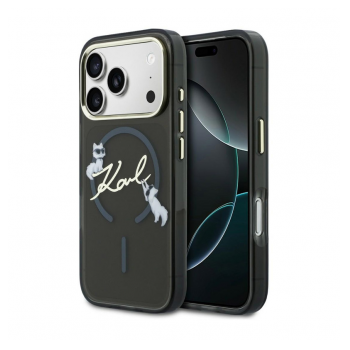 Maska Karl Lagerfeld IML Choupettes Karl Script Logo MagSafe za iPhone 17 Pro/ 18 Pro crna