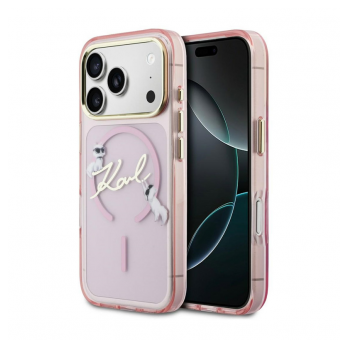 Maska Karl Lagerfeld IML Choupettes Karl Script Logo MagSafe za iPhone 17 Pro/ 18 Pro pink