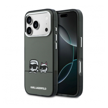 Maska Karl Lagerfeld IML Karl & Choupette Peekaboo Logo MagSafe za iPhone 17 Pro siva