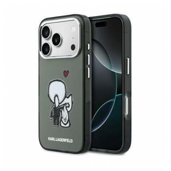 Maska Karl Lagerfeld Karl & Choupette Back MagSafe za iPhone 17 Pro Max/ 18 Pro Max siva