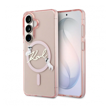 Maska Karl Lagerfeld IML KC Script MagSafe za Samsung S26/ S941B roze