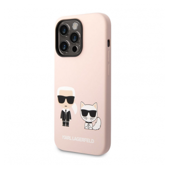 Maska Karl Lagerfeld and Choupette Liquid Silicone za iPhone 14 Pro Pink.
