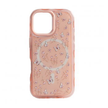 Maska Mag Case Floral Series za iPhone 16 pink