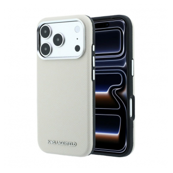Maska Karl Lagerfeld Grained Elongated Magsafe iPhone 17 Pro/ 18 Pro krem