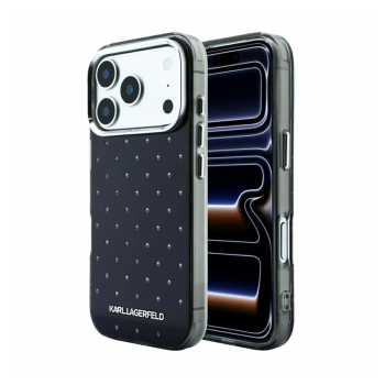 Maska Karl Lagerfeld IML Rhinestones Allover and Electroplated Logo za iPhone 17 Pro Max/ 18 Pro Max crna