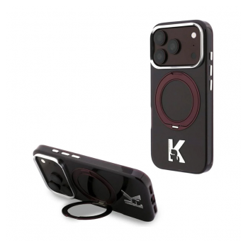 Maska Karl Lagerfeld IML Ring Stand 360 Kameo Metal Magsafe za iPhone 17 Pro/ 18 Pro bordo
