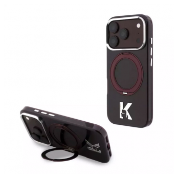 Maska Karl Lagerfeld IML Ring Stand 360 Kameo Metal Magsafe za iPhone 17 Pro Max/ 18 Pro Max bordo