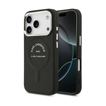 Maska Karl Lagerfeld Embossed Open Ring RSG Logo Magsafe za iPhone 17 Pro Max/ 18 Pro max crna