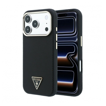 Maska Guess Kevlar Triangle Logo MagSafe za iPhone 17 Pro Max / 18 Pro Max crna