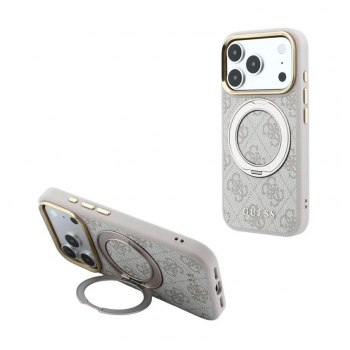 Maska Guess Ring Stand 360 4G Classic Logo MagSafe za iPhone 17 Pro/ 18 Pro roze