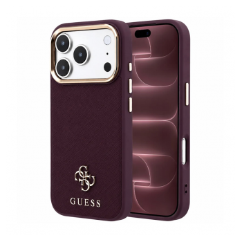 Maska Guess Saffiano Small 4G & Classic Logo MagSafe za iPhone 17 Pro Max/ 17 Pro Max bordo