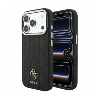 Maska Guess Stripe Peony 4G Logo MagSafe za iPhone 17 Pro/ 18 Pro crna