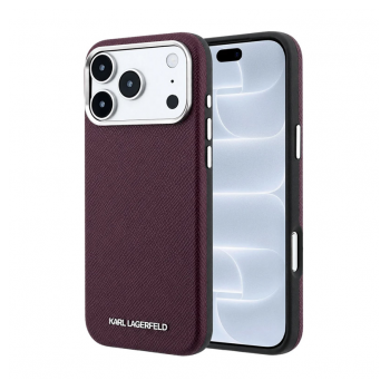 Maska Karl Lagerfeld Grained Elongated Logo MagSafe za iPhone 17 Pro/ 18 Pro bordo